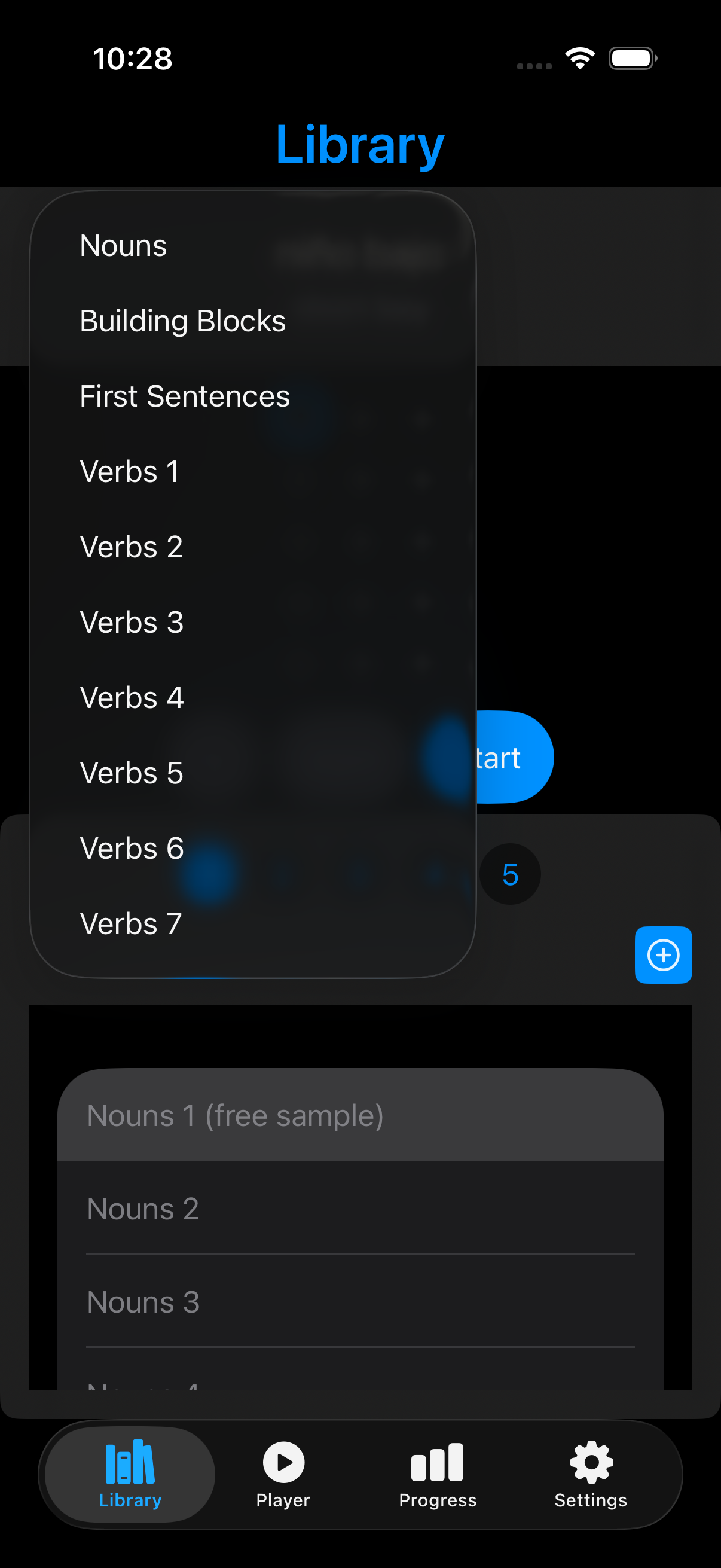 Library exercise-set selector